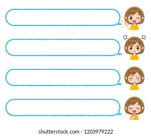 Speech bubble and women's collection.