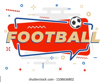 Speech Bubble word FOOTBALL with the football, soccer ball. Vector Illustration.