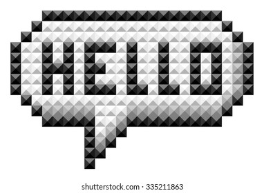Speech bubble with the word hello. The icon at 8bit style isolated on white background
