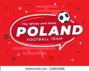 Speech Bubble word POLAND with the football, soccer ball. Vector Illustration.
