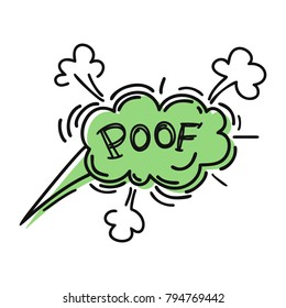 Speech bubble with word poof in retro style on a white background.