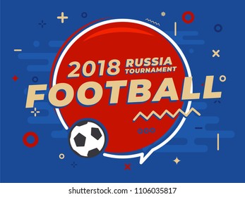 Speech bubble with word Russia football tournament on sport background. Place for text. Vector Illustration.