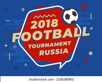 Speech bubble with word Russia football tournament on sport background. Place for text. Vector Illustration.