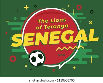 Speech Bubble word SENEGAL with the football, soccer ball. Vector Illustration.