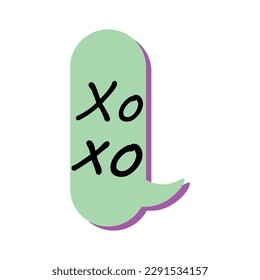 Speech bubble with word XOXO on white background. Concept of dia