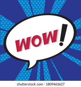 speech bubble with wow label, pop art style vector illustration design