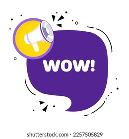 Speech bubble WOW text. Speech bubble with loudspeaker. Pop art style. Vector line icon for Business and Advertising