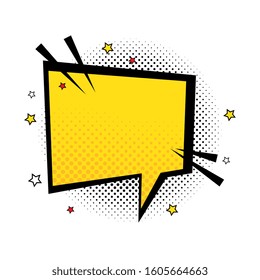 speech bubble yellow color pop art style vector illustration design