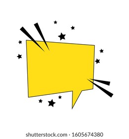 speech bubble yellow color pop art style vector illustration design