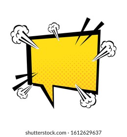 speech bubble yellow color pop art style vector illustration design