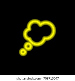 Speech bubble yellow glowing neon ui ux icon. Glowing sign logo vector