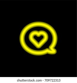 Speech bubble yellow glowing neon ui ux icon. Glowing sign logo vector