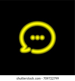 Speech bubble yellow glowing neon ui ux icon. Glowing sign logo vector
