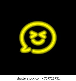 Speech bubble yellow glowing neon ui ux icon. Glowing sign logo vector