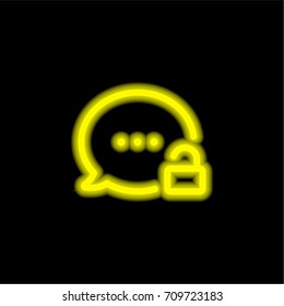 Speech bubble yellow glowing neon ui ux icon. Glowing sign logo vector