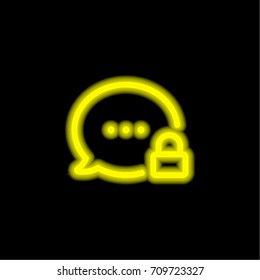 Speech bubble yellow glowing neon ui ux icon. Glowing sign logo vector