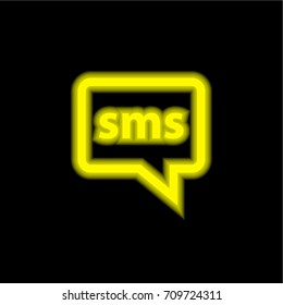 Speech bubble yellow glowing neon ui ux icon. Glowing sign logo vector