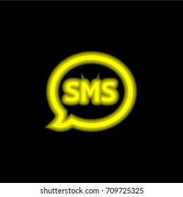 Speech bubble yellow glowing neon ui ux icon. Glowing sign logo vector