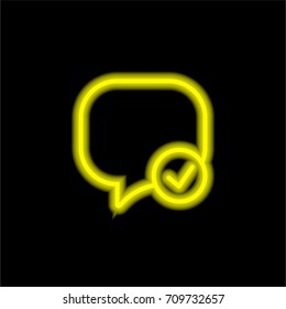 Speech bubble yellow glowing neon ui ux icon. Glowing sign logo vector