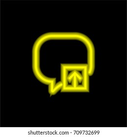 Speech bubble yellow glowing neon ui ux icon. Glowing sign logo vector