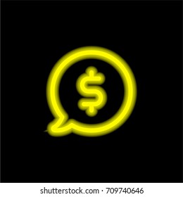 Speech bubble yellow glowing neon ui ux icon. Glowing sign logo vector