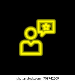 Speech bubble yellow glowing neon ui ux icon. Glowing sign logo vector