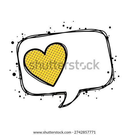Speech bubble with yellow heart symbol