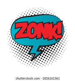 speech bubble with zonk word pop art fill style vector illustration design