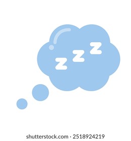 Speech bubble with zzz snore sign. Bedtime, nighttime, insomnia, dream concepts. Flat vector design isolated illustration.