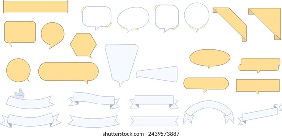 Speech bubble,ribbon vector design, text bubble, simple tittle text design for page heading,yellow blue,vector isolated set.