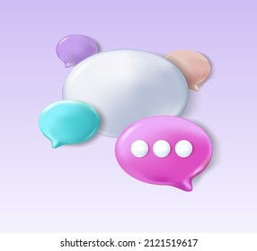 Speech bubbles 3d. Vector illustration