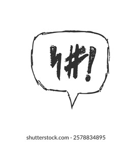 Speech bubbles with abstract swear words. Curse crayon doodle rage text. Bad bulling expression on chat dialog boxes. Aggressive swearwords isolated on white background. Vector hand drawn illustration