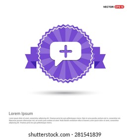 Speech bubbles with add icon - abstract logo type icon - Retro vintage badge and label Purple background. Vector illustration