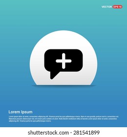 Speech bubbles with add icon - abstract logo type icon - Black sticker on blue background. Vector illustration