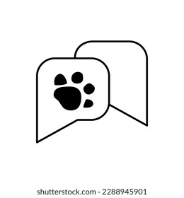 Speech bubbles with animal paw print on white background