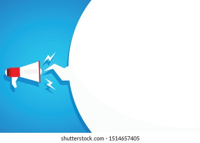 Speech bubbles announced by megaphone, illustration.
