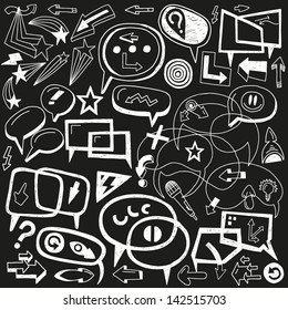 speech bubbles and arrows - doodles set
