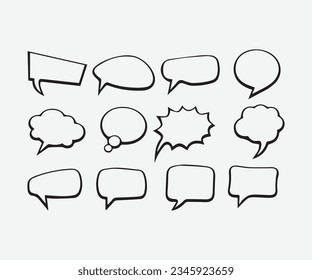 Speech bubbles with black border on gray background