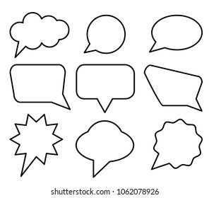Speech bubbles black line set on white background