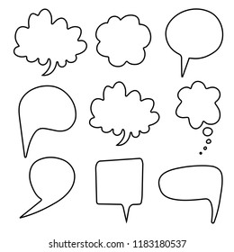 Speech bubbles. Black lines isolated on white background set