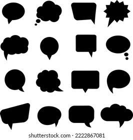 Speech bubbles black and white flat vector collection
