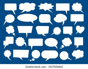 Speech bubbles blank boxes. Vector bubbly tags for price or text information, discussion messages cartoon bubble set, communication balloons graphics isolated on background