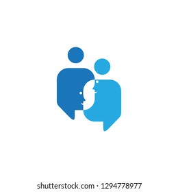 Speech bubbles in blue color shaped face people talking. Best design for your best business symbol. Vector illustration EPS.8 EPS.10