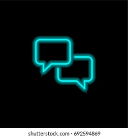 Speech bubbles blue glowing neon ui ux icon. Glowing sign logo vector