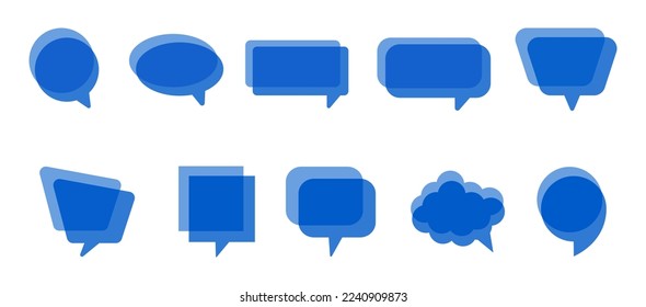 Speech Bubbles blue line icons set.Simple bubble chat icons.Talk bubbles.Empty speech clouds chat collection.Message box communication. Speech balloon.