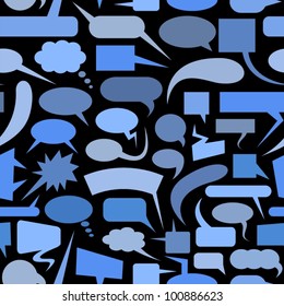 Speech Bubbles Blue Seamless Pattern.