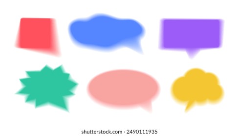 speech bubbles blurry shape icons set vector illustration