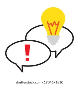 speech bubbles with bulb idea half line style icon vector illustration design