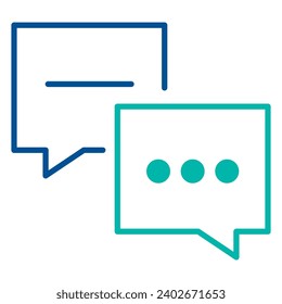Speech bubbles, business process organization symbol. Discussion of goals and objectives, conversation between employees. Simple linear color icon isolated on white background