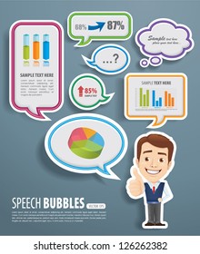 Speech Bubbles with businessman